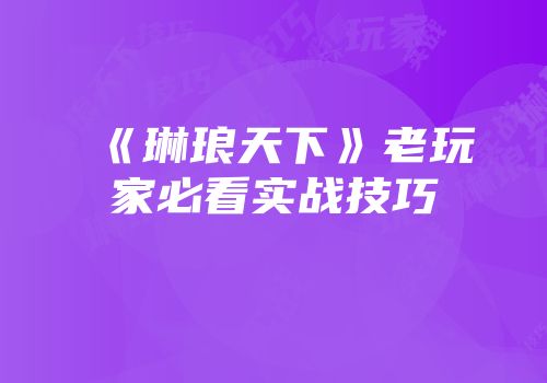 《琳琅天下》老玩家必看实战技巧