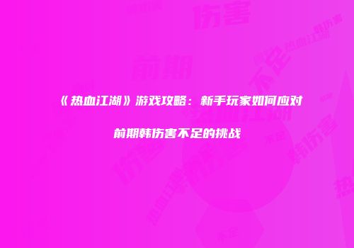 《热血江湖》游戏攻略：新手玩家如何应对前期韩伤害不足的挑战