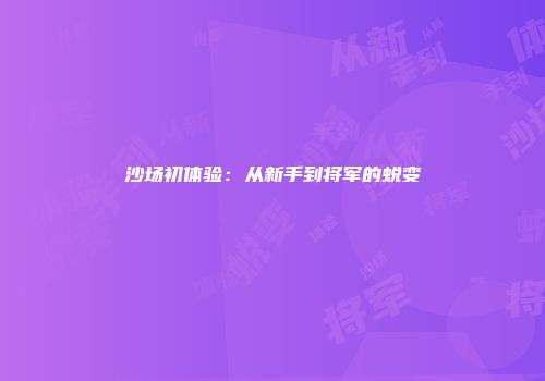 沙场初体验：从新手到将军的蜕变