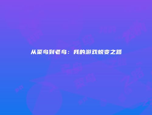 从菜鸟到老鸟：我的游戏蜕变之路