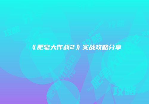 《肥皂大作战2》实战攻略分享