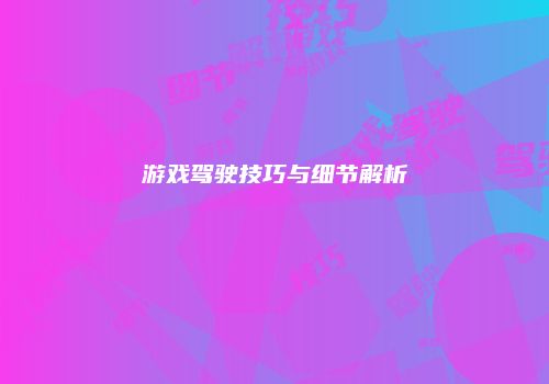 游戏驾驶技巧与细节解析