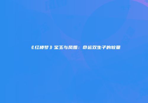 《红楼梦》宝玉与凤姐：命运双生子的较量