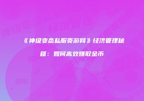 《神级变态私服页游网》经济管理秘籍：如何高效赚取金币