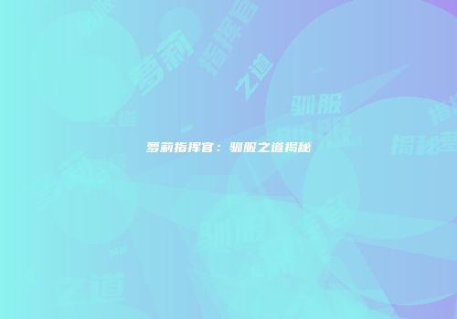 萝莉指挥官：驯服之道揭秘