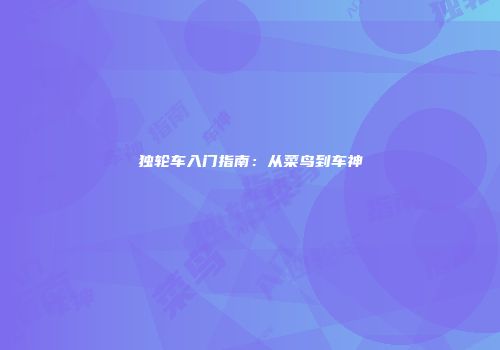 独轮车入门指南：从菜鸟到车神