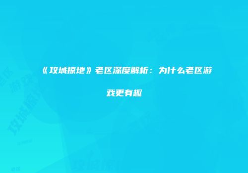 《攻城掠地》老区深度解析：为什么老区游戏更有趣