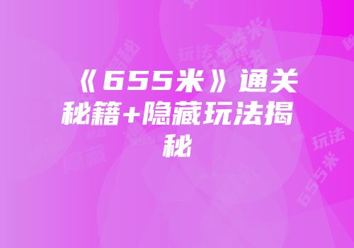 《655米》通关秘籍+隐藏玩法揭秘