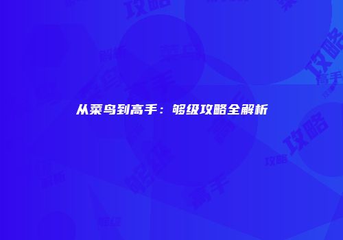 从菜鸟到高手：够级攻略全解析