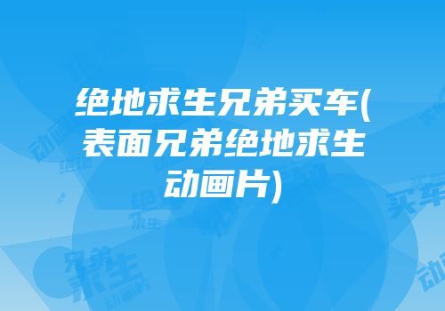 绝地求生兄弟买车(表面兄弟绝地求生动画片)