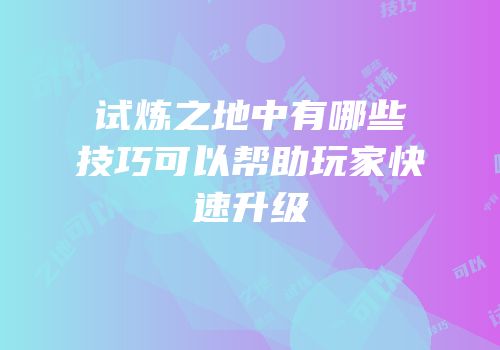 试炼之地中有哪些技巧可以帮助玩家快速升级