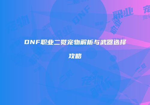 DNF职业二觉宠物解析与武器选择攻略