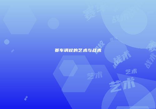 赛车调校的艺术与战术