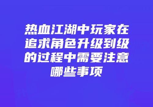 热血江湖中玩家在追求角色升级到级的过程中需要注意哪些事项