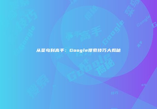从菜鸟到高手：Google搜索技巧大揭秘