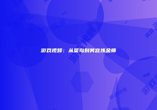 游戏视频：从菜鸟到笑容炼金师