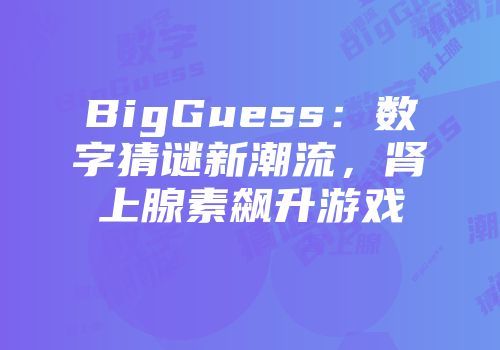 BigGuess：数字猜谜新潮流，肾上腺素飙升游戏