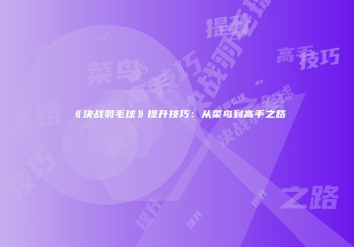 《决战羽毛球》提升技巧：从菜鸟到高手之路