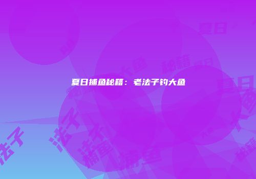 夏日捕鱼秘籍：老法子钓大鱼