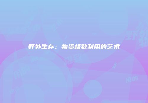 野外生存：物资极致利用的艺术