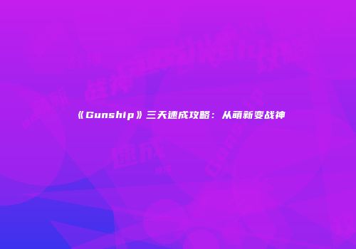 《Gunship》三天速成攻略：从萌新变战神