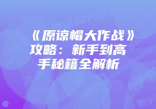 《原谅帽大作战》攻略：新手到高手秘籍全解析