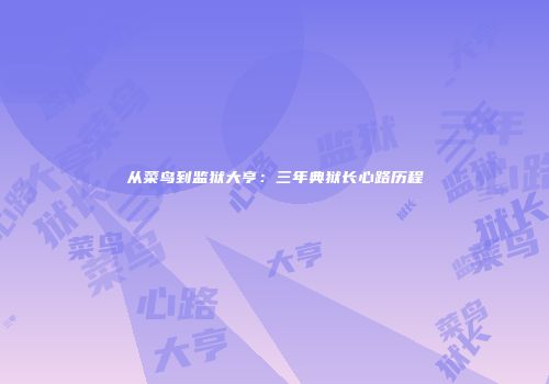 从菜鸟到监狱大亨：三年典狱长心路历程