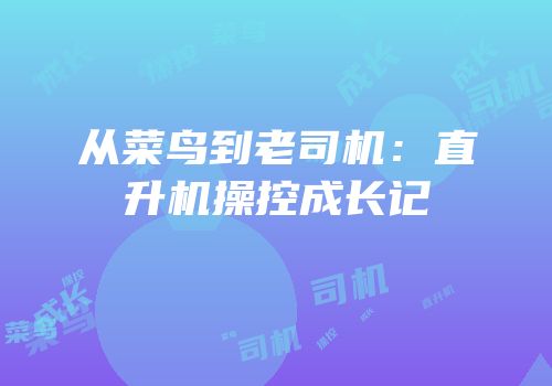 从菜鸟到老司机：直升机操控成长记
