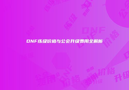 DNF练级价格与公会升级费用全解析
