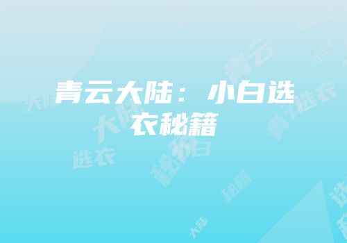 青云大陆：小白选衣秘籍