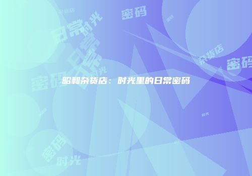 昭和杂货店：时光里的日常密码