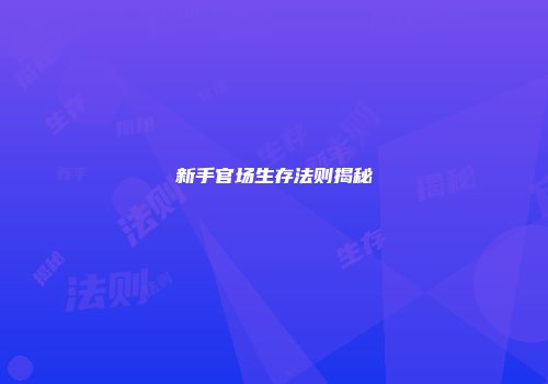 新手官场生存法则揭秘