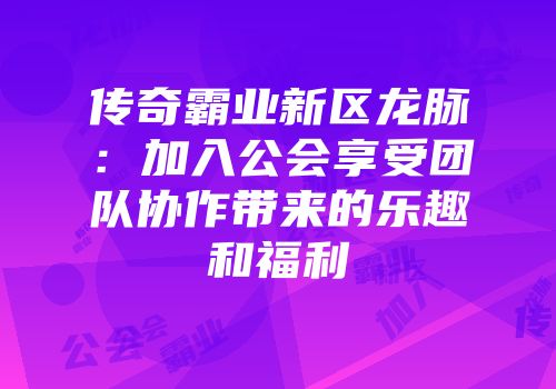 传奇霸业新区龙脉:加入公会享受团队协作带来的乐趣和福利