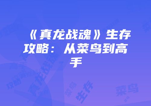《真龙战魂》生存攻略：从菜鸟到高手