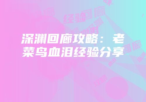 深渊回廊攻略：老菜鸟血泪经验分享