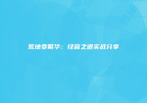 荒地变繁华：经营之道实战分享