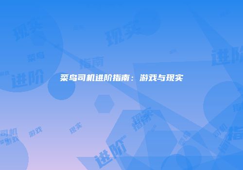 菜鸟司机进阶指南：游戏与现实