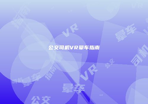 公交司机VR晕车指南
