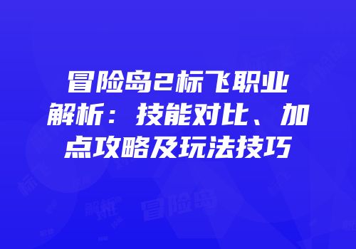 冒险岛2标飞职业解析：技能对比、加点攻略及玩法技巧