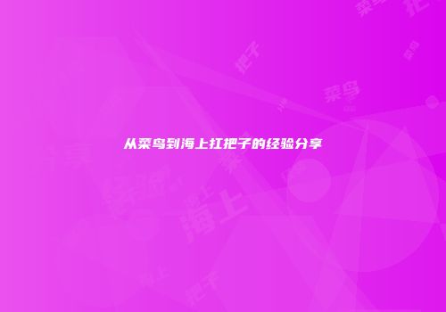 从菜鸟到海上扛把子的经验分享