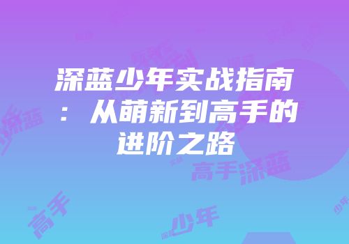 深蓝少年实战指南：从萌新到高手的进阶之路