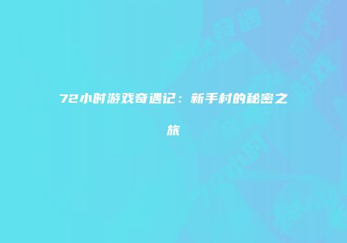 72小时游戏奇遇记：新手村的秘密之旅