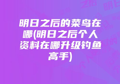明日之后的菜鸟在哪(明日之后个人资料在哪升级钓鱼高手)
