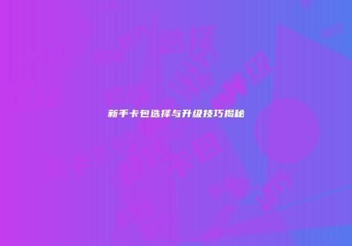 新手卡包选择与升级技巧揭秘