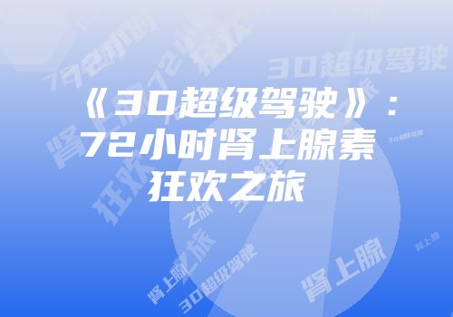 《3D超级驾驶》：72小时肾上腺素狂欢之旅