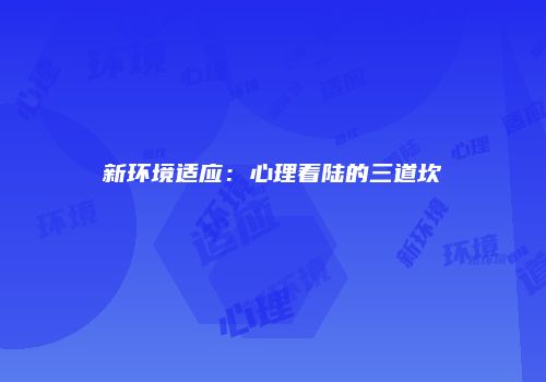 新环境适应：心理着陆的三道坎