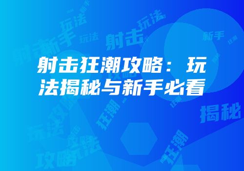 射击狂潮攻略:玩法揭秘与新手必看