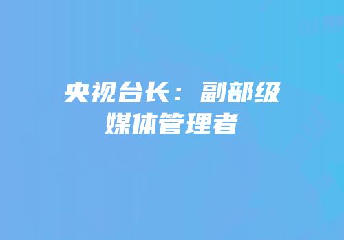 央视台长：副部级媒体管理者