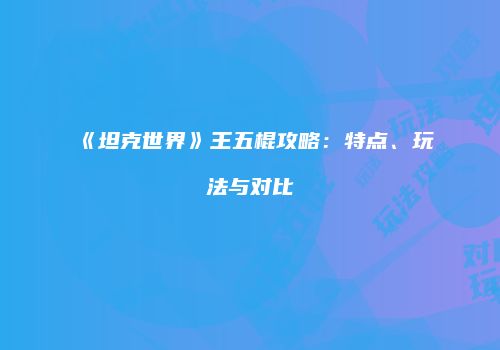 《坦克世界》王五棍攻略：特点、玩法与对比