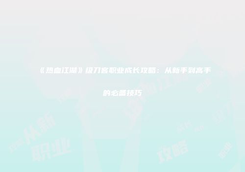 《热血江湖》级刀客职业成长攻略:从新手到高手的必备技巧
